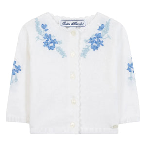 Tartine et Chocolat - Embroidered Flower Cardigan | Royal Blue