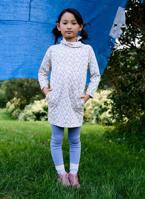 Soor Ploom - Parlor Trellis High Neck Dress | Pale Blue