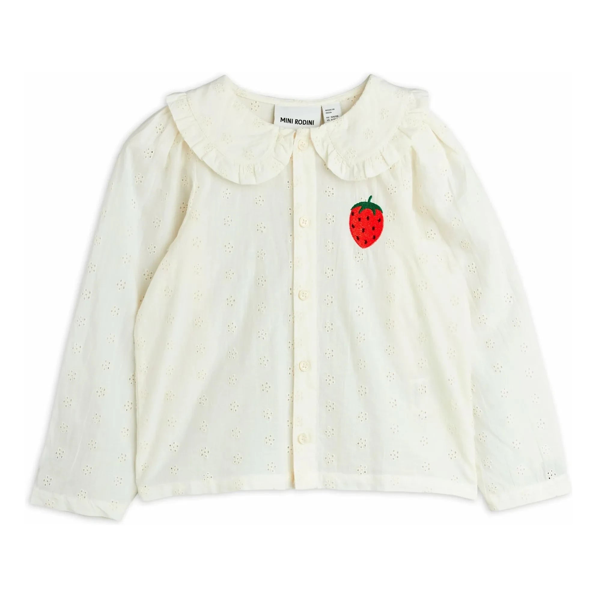 Mini Rodini - Strawberry Organic Cotton Blouse | White