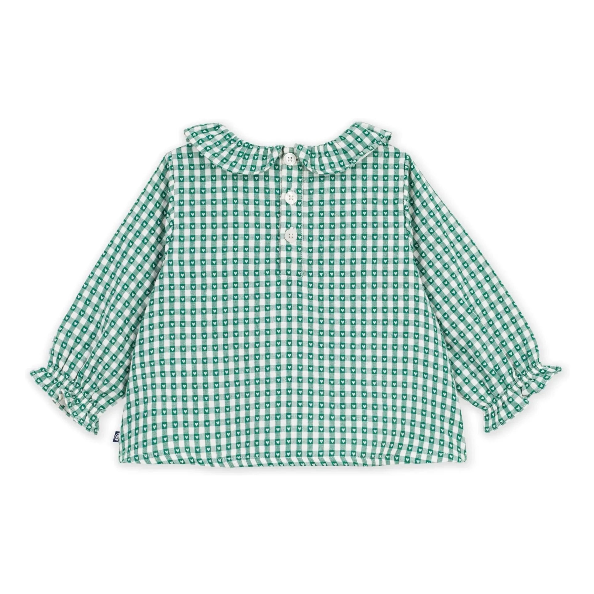Petit Bateau - Vichy organik pamuk bluz | Yeşil