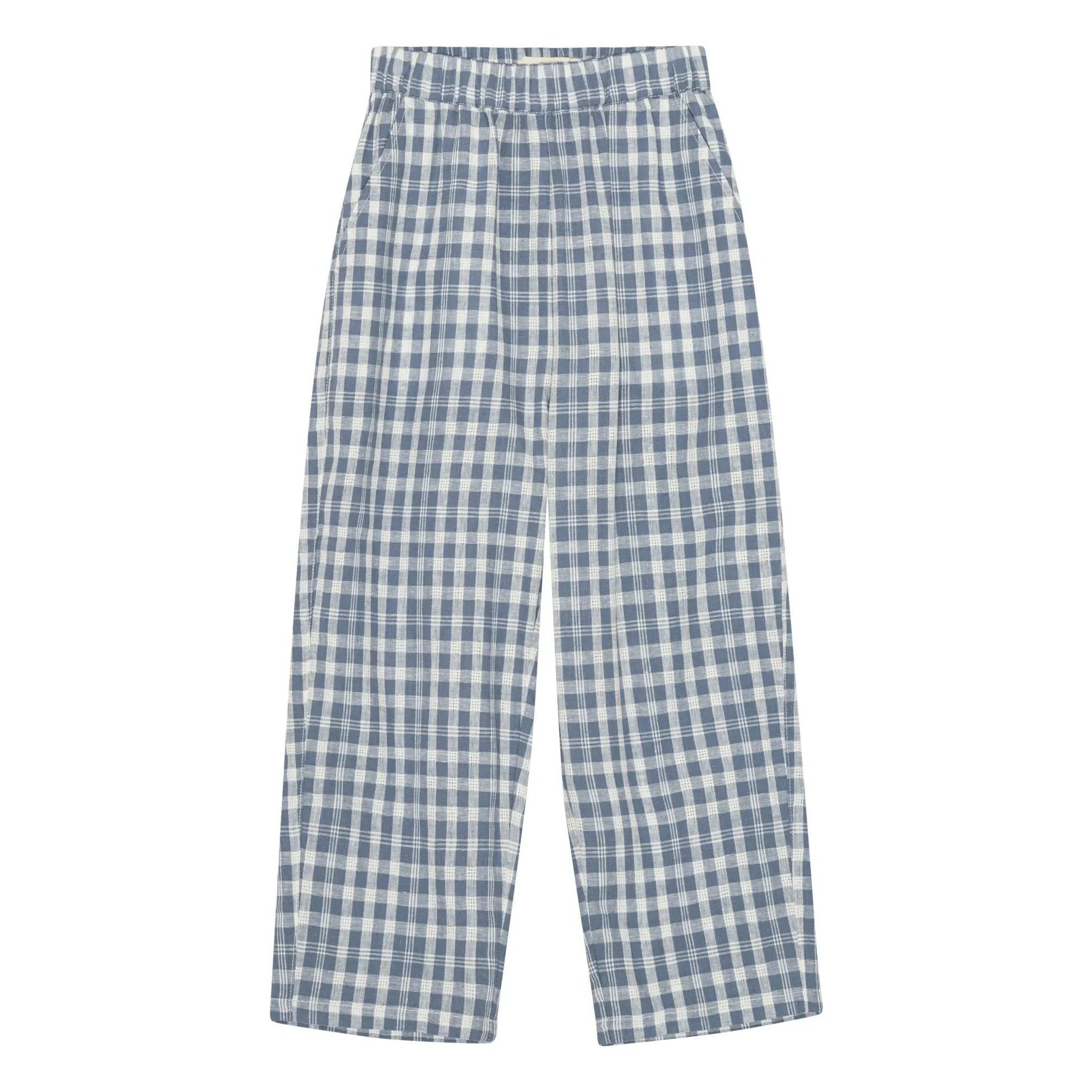 brunobruno nation - Dora Organic Cotton Checkered Pants | Blue