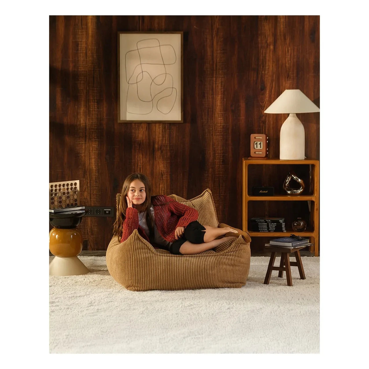 Wigiwama - Teen Ribbed Velvet Club Chair | Brown