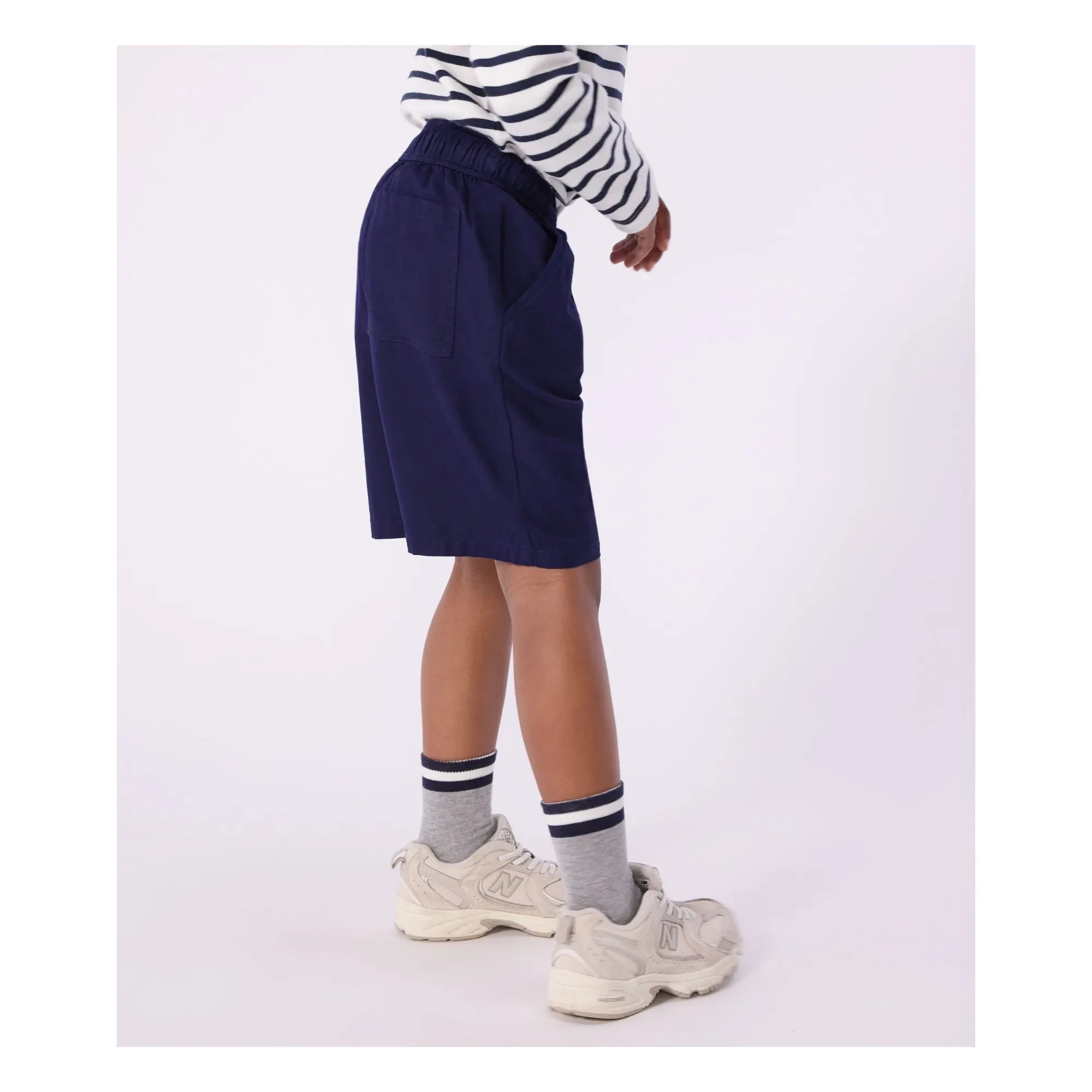 Petit Bateau - Uni Twill Organik Pamuk Bermuda Şort | Gece mavisi