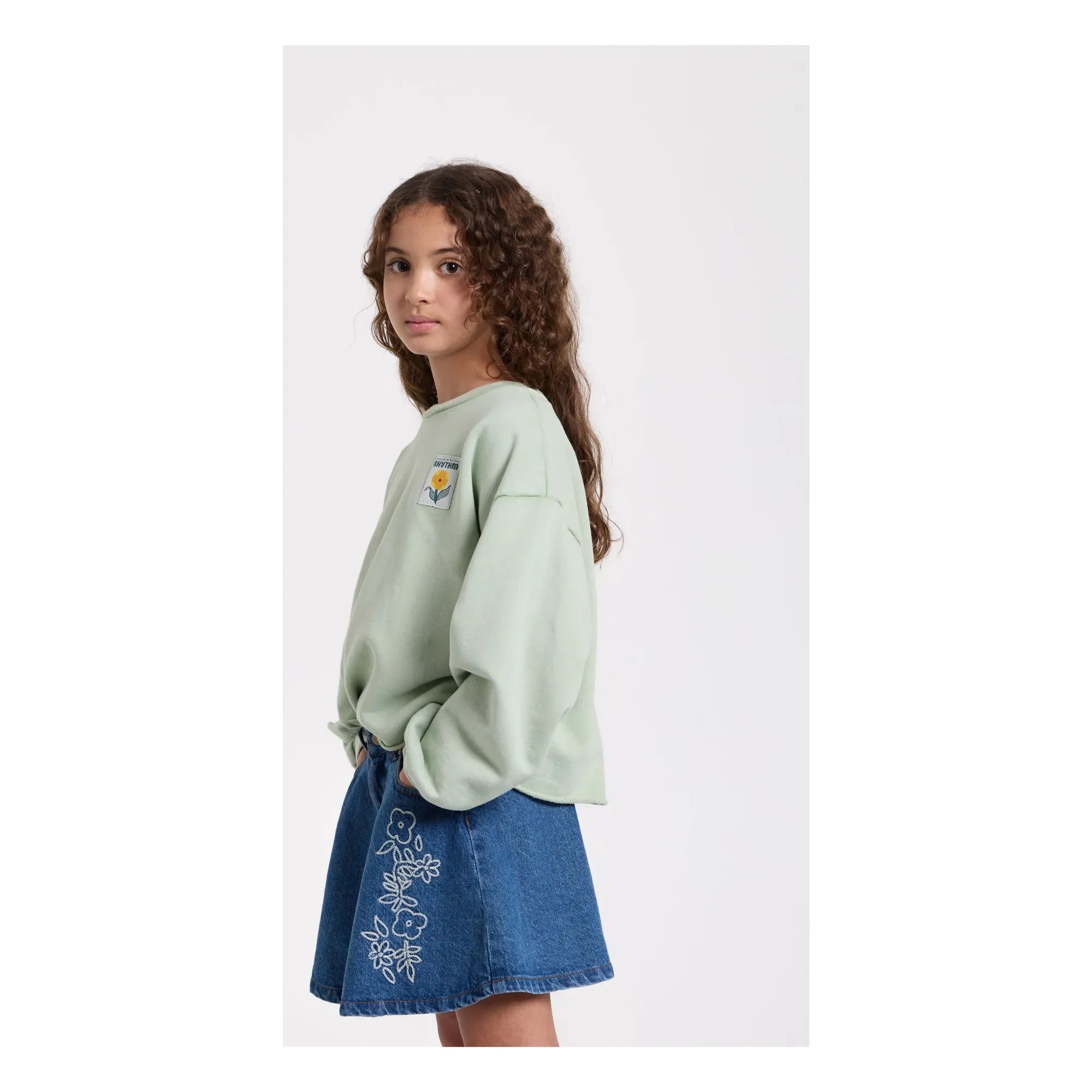Hundred Pieces - Janis Embroidered Denim Skirt | Denim Blue