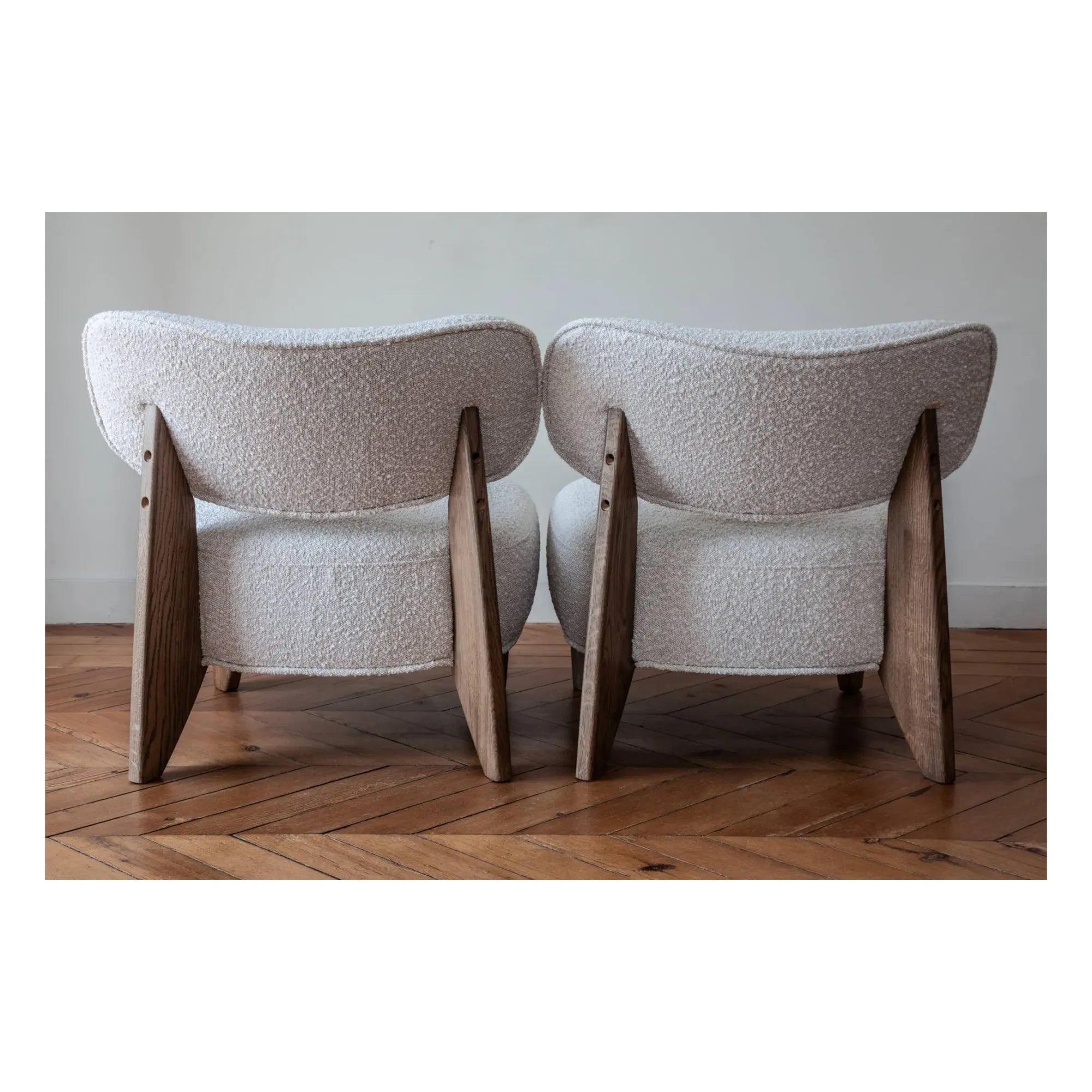 Panac Edition - Nicolo Bouclé and Ash Oak Armchair - 65 cm | Off-White