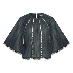 By Bar - Emmi Embroidered Organic Cotton Blouse | Carbon