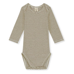 Gray Label - Striped Organic Cotton Bodysuit | Khaki Brown