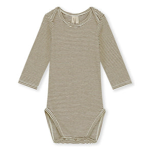 Gray Label - Striped Organic Cotton Bodysuit | Khaki Brown