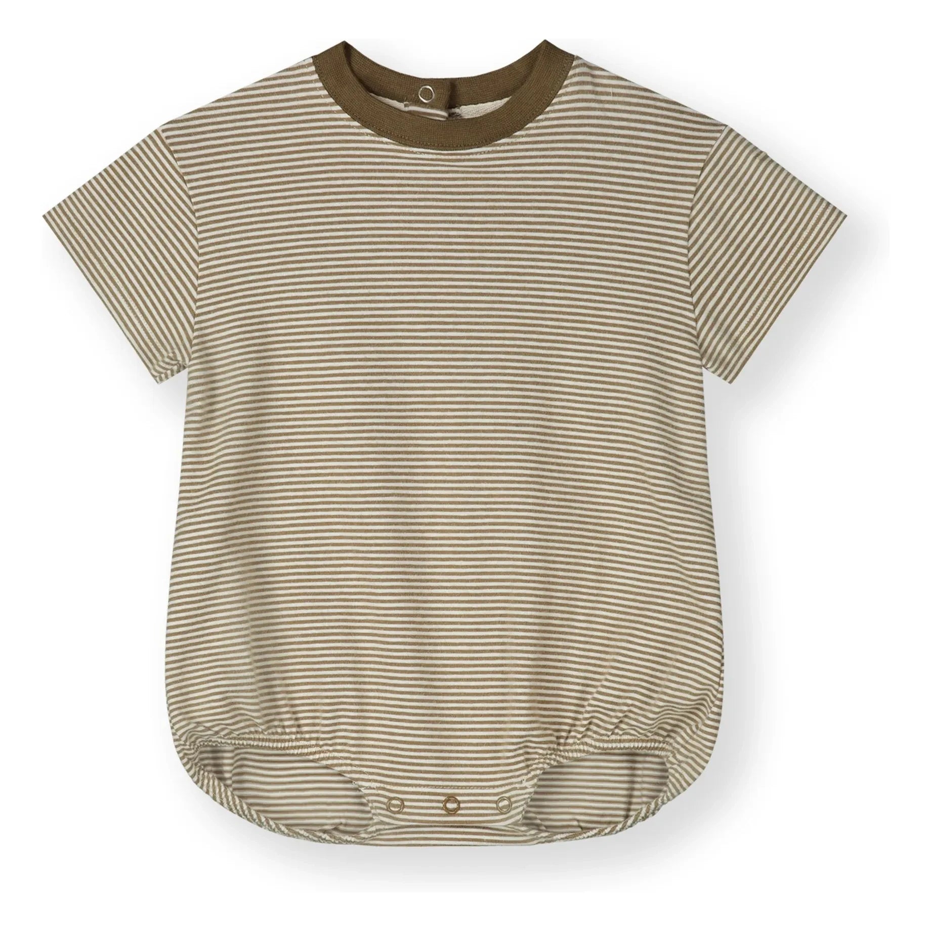 Gray Label - Organic Cotton Striped Romper | Khaki Brown