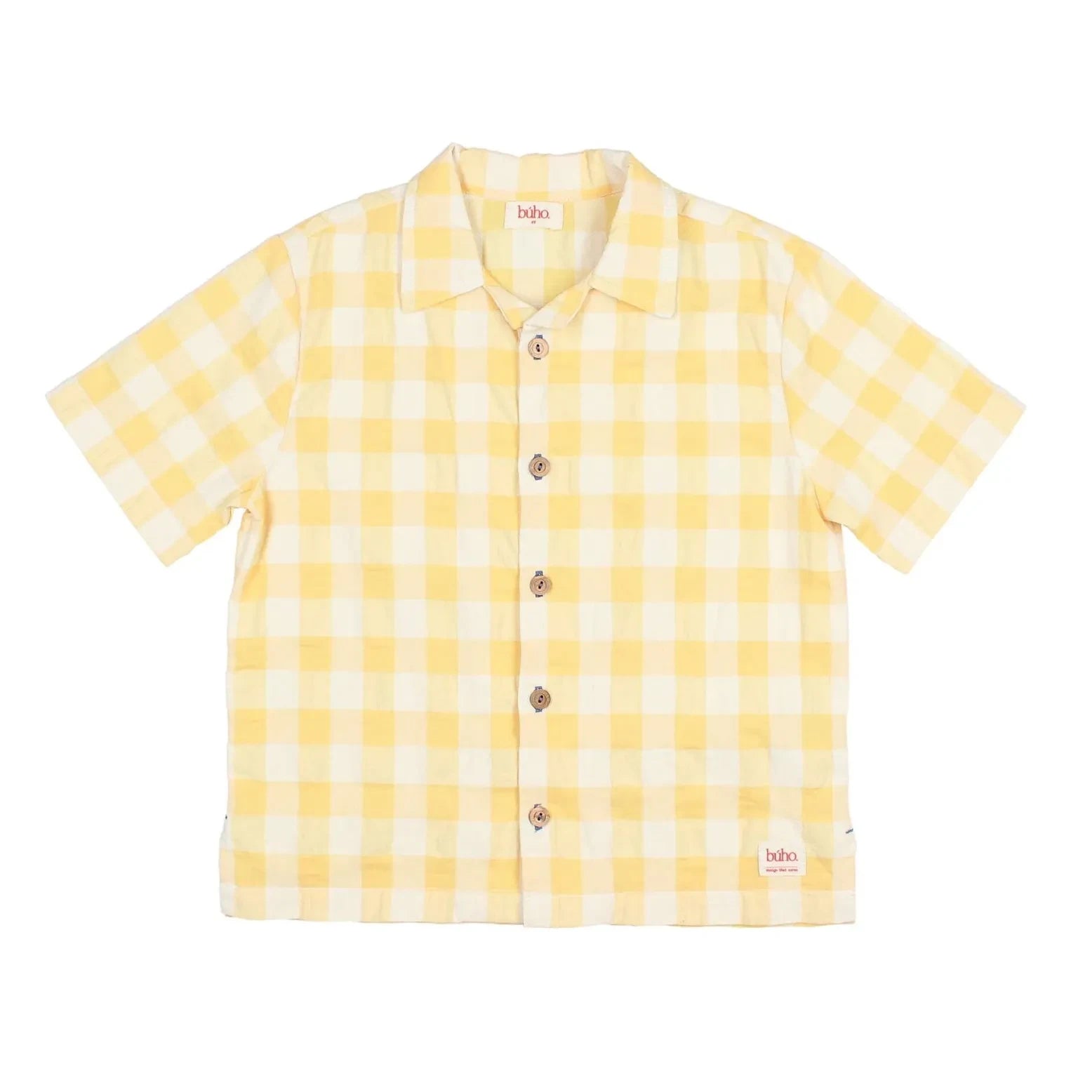 Búho - Gingham Seersucker Organik Pamuk Gömlek | Sarı
