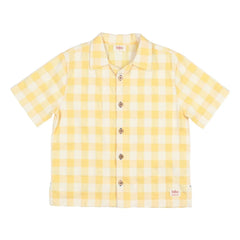 Búho - Gingham Seersucker Organik Pamuk Gömlek | Sarı