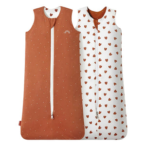 Les Petites Billes - Reversible Heart Multi-Season Sleeping Bag | Terracotta
