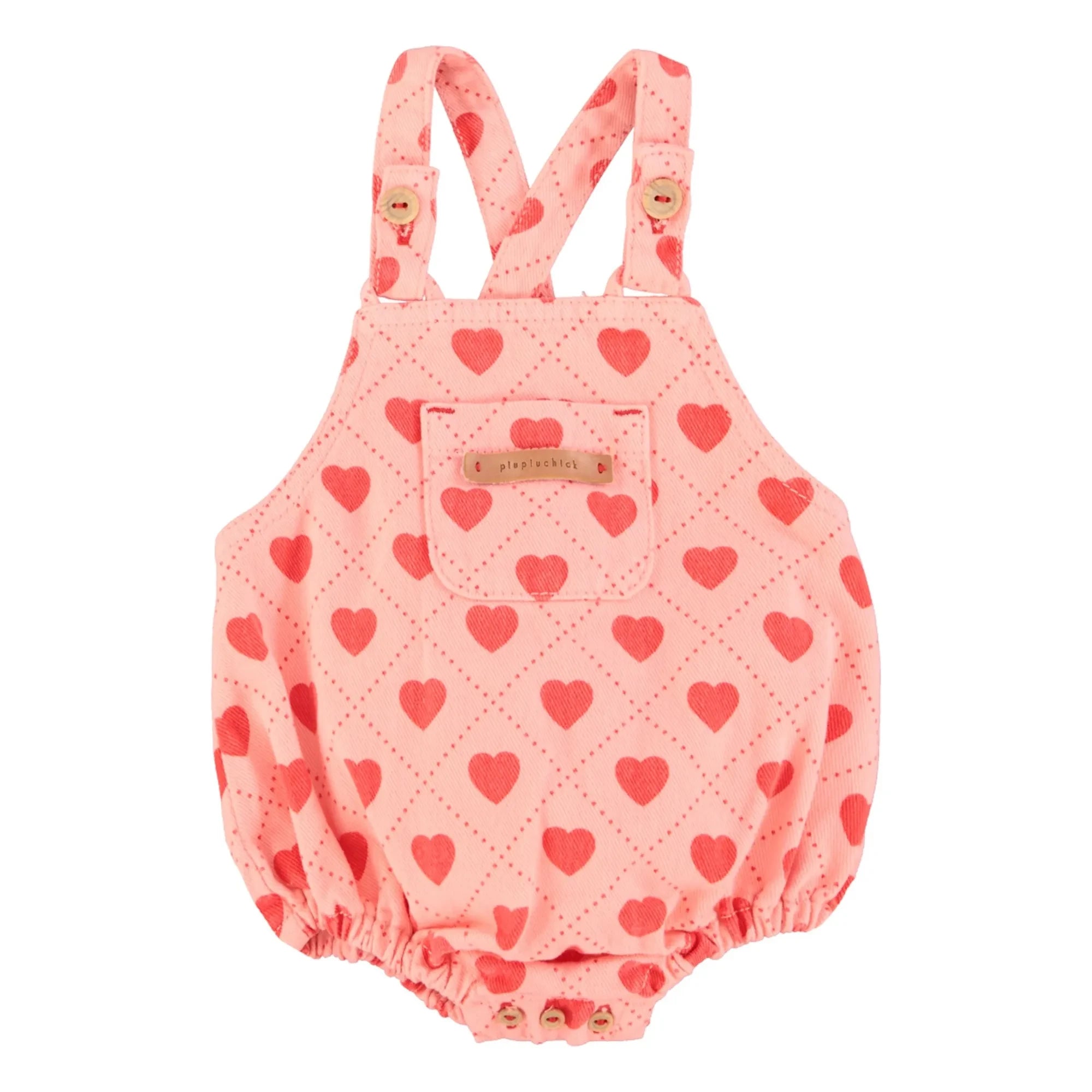 Piupiuchick - Twill Hearts Jumpsuit | Pink