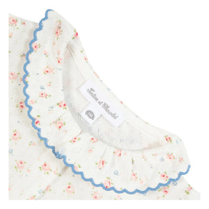 Tartine et Chocolat - Floral Lace Collar Pajama | Ecru