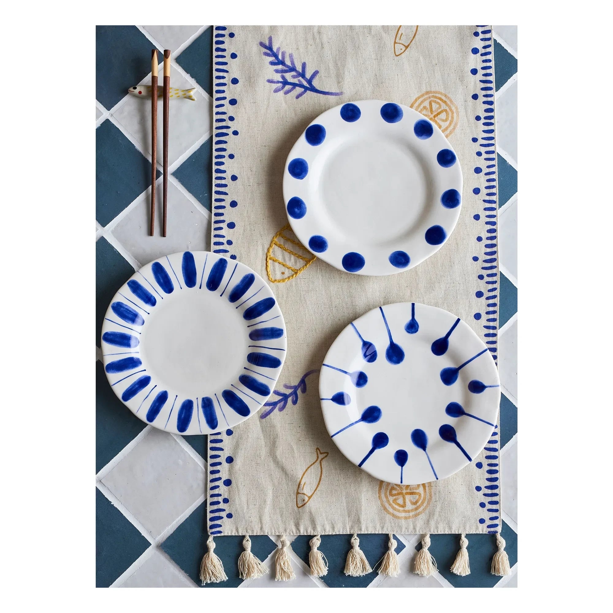 Bloomingville - Linora dessert plates - Set of 3 | Blue