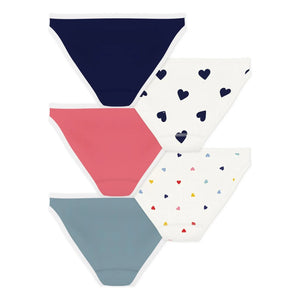 Petit Bateau - 5-Pack Organic Cotton Heart Underwear Set | Blue