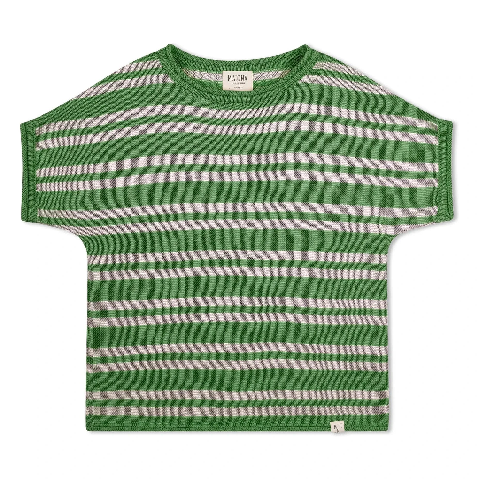 Matona - Striped Organic Cotton Fine Knit T-Shirt | Green