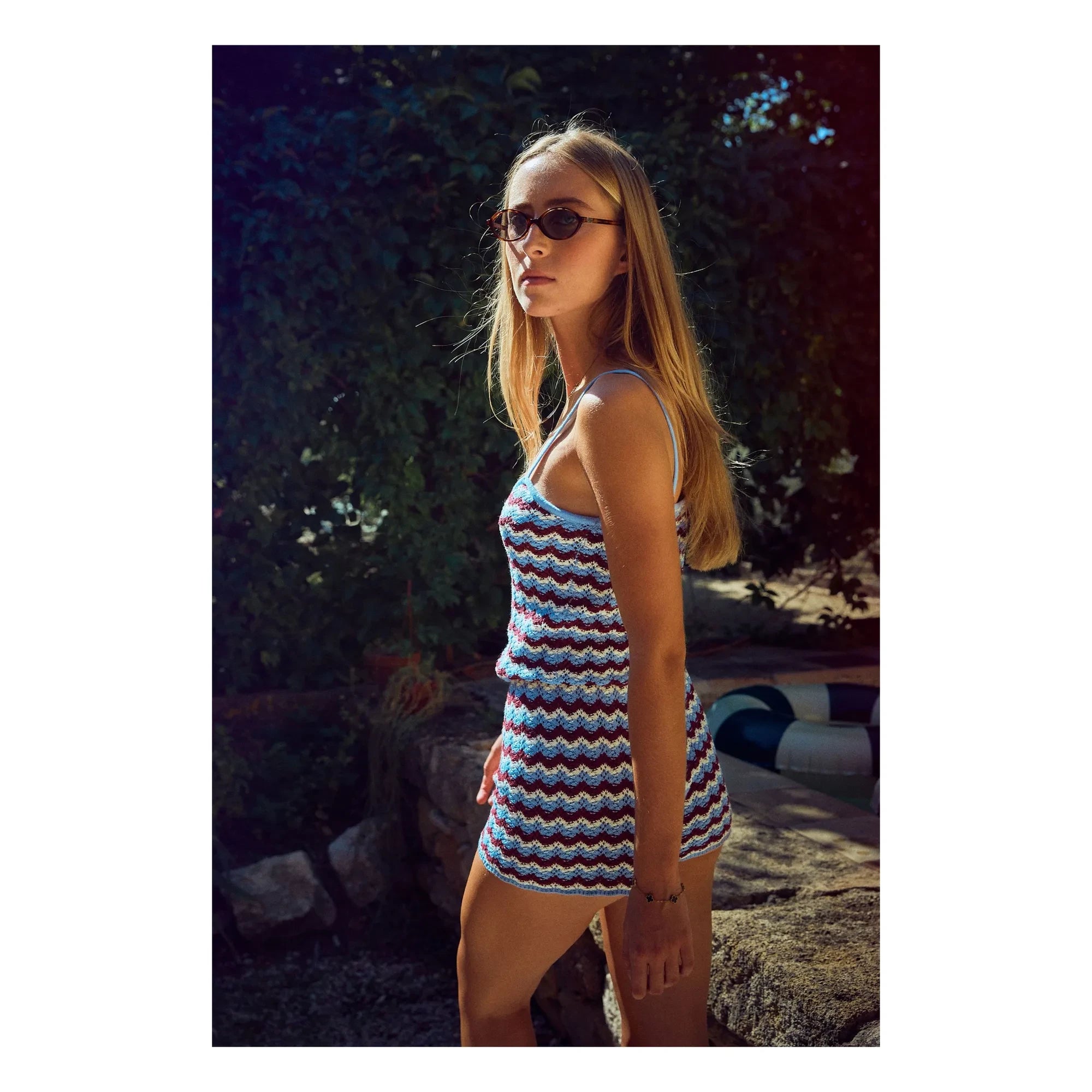 Indee - Striped Vitamin Crochet Short Shorts | Blue