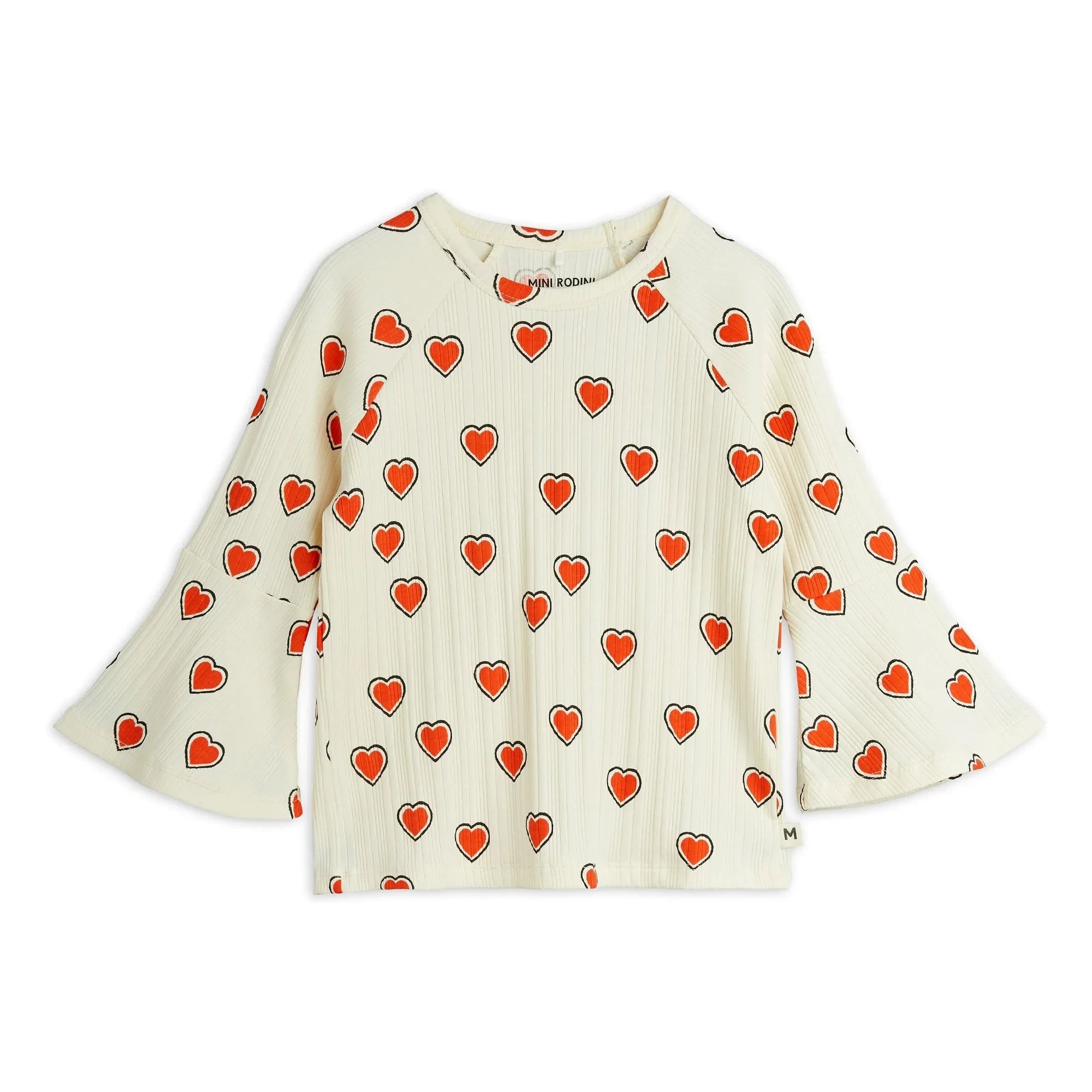 Mini Rodini - Organic Cotton Hearts T-Shirt | Ecru