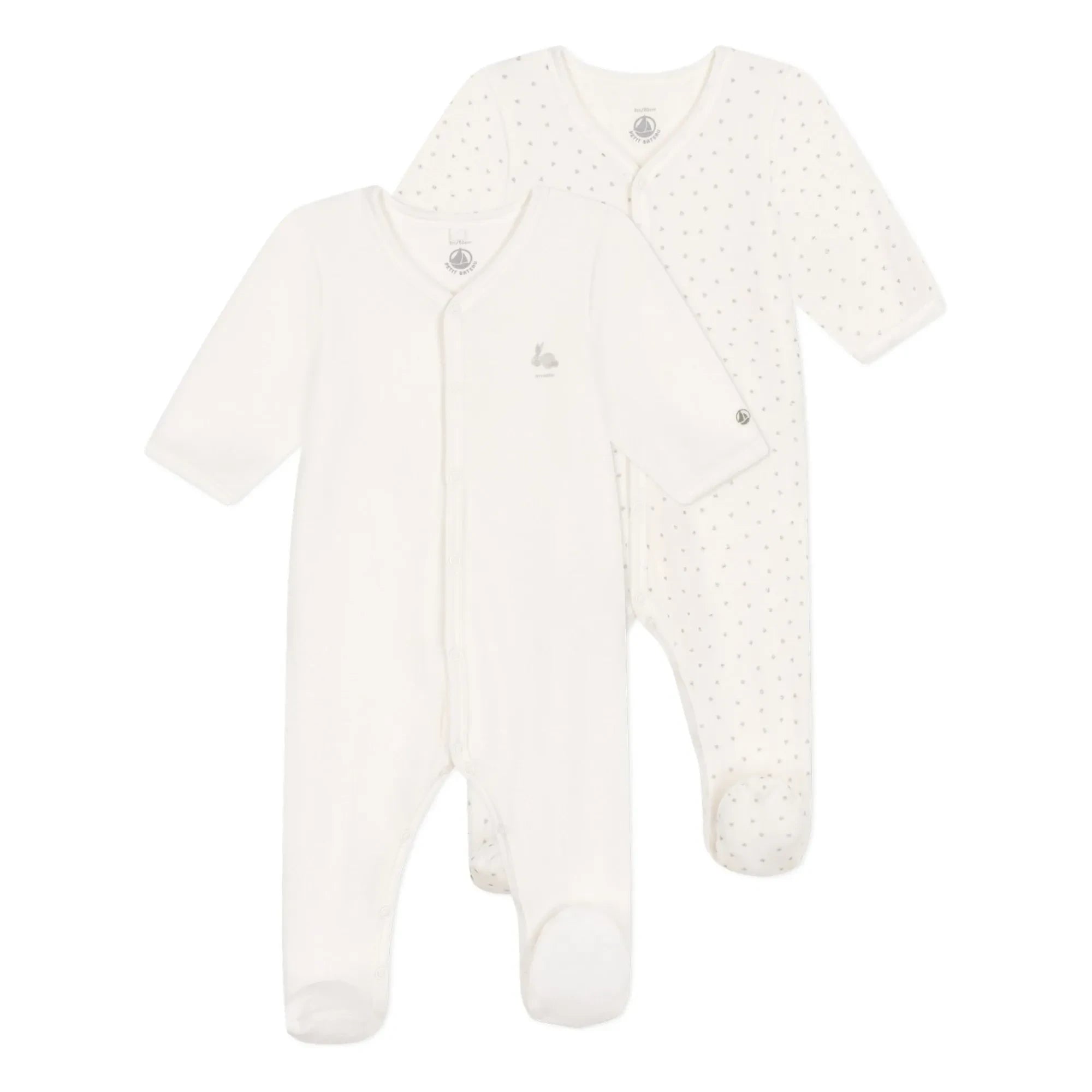 Petit Bateau - 2'li Dors Bien Velours Pijama Seti | Beyaz