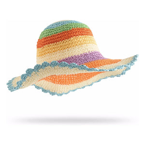 Molo - Large Wavy Striped Paper Straw Hat | Orange