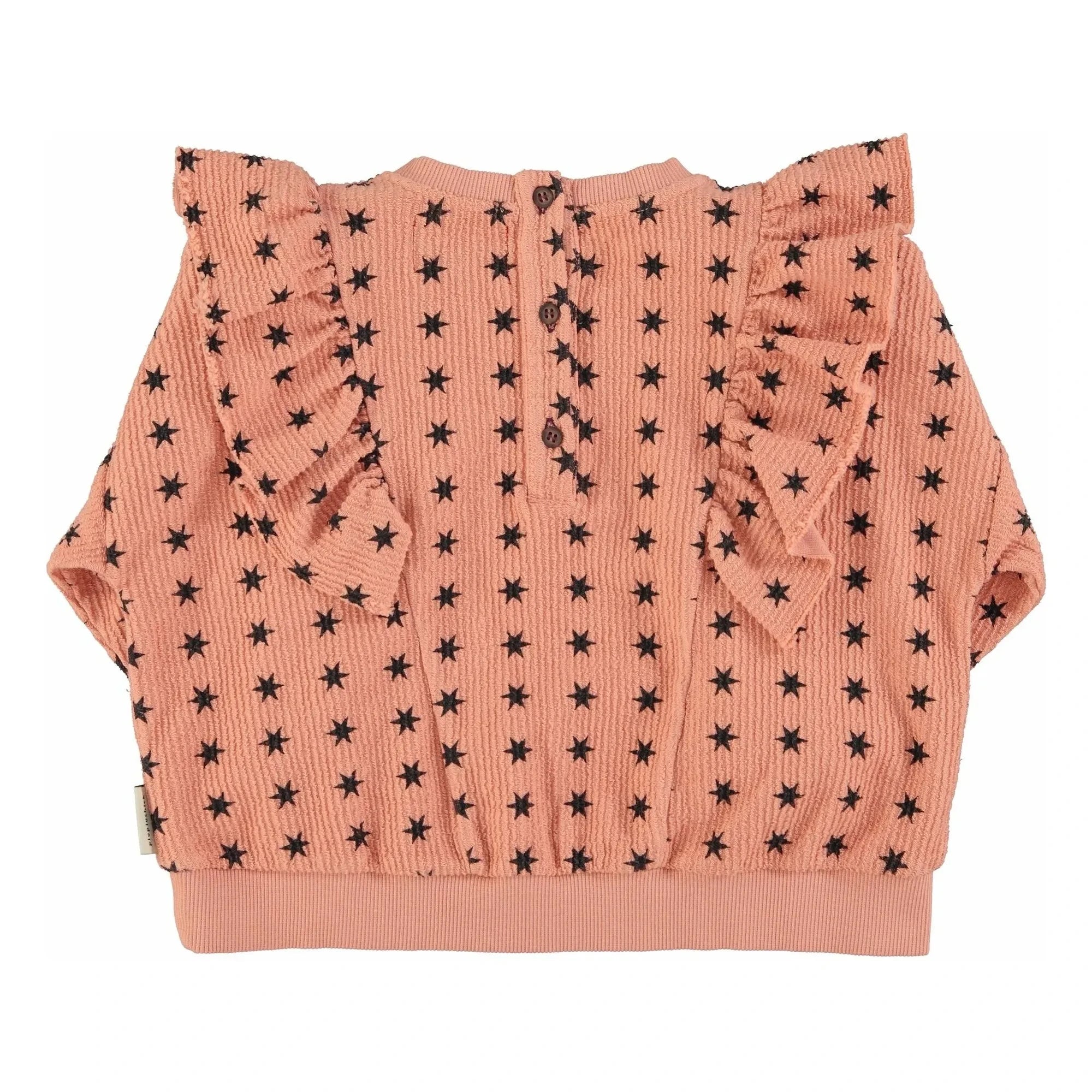 Piupiuchick - Striped Sweatshirt with Stars | Coral