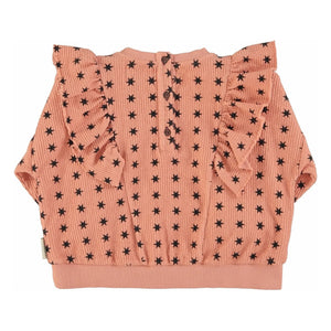 Piupiuchick - Striped Sweatshirt with Stars | Coral