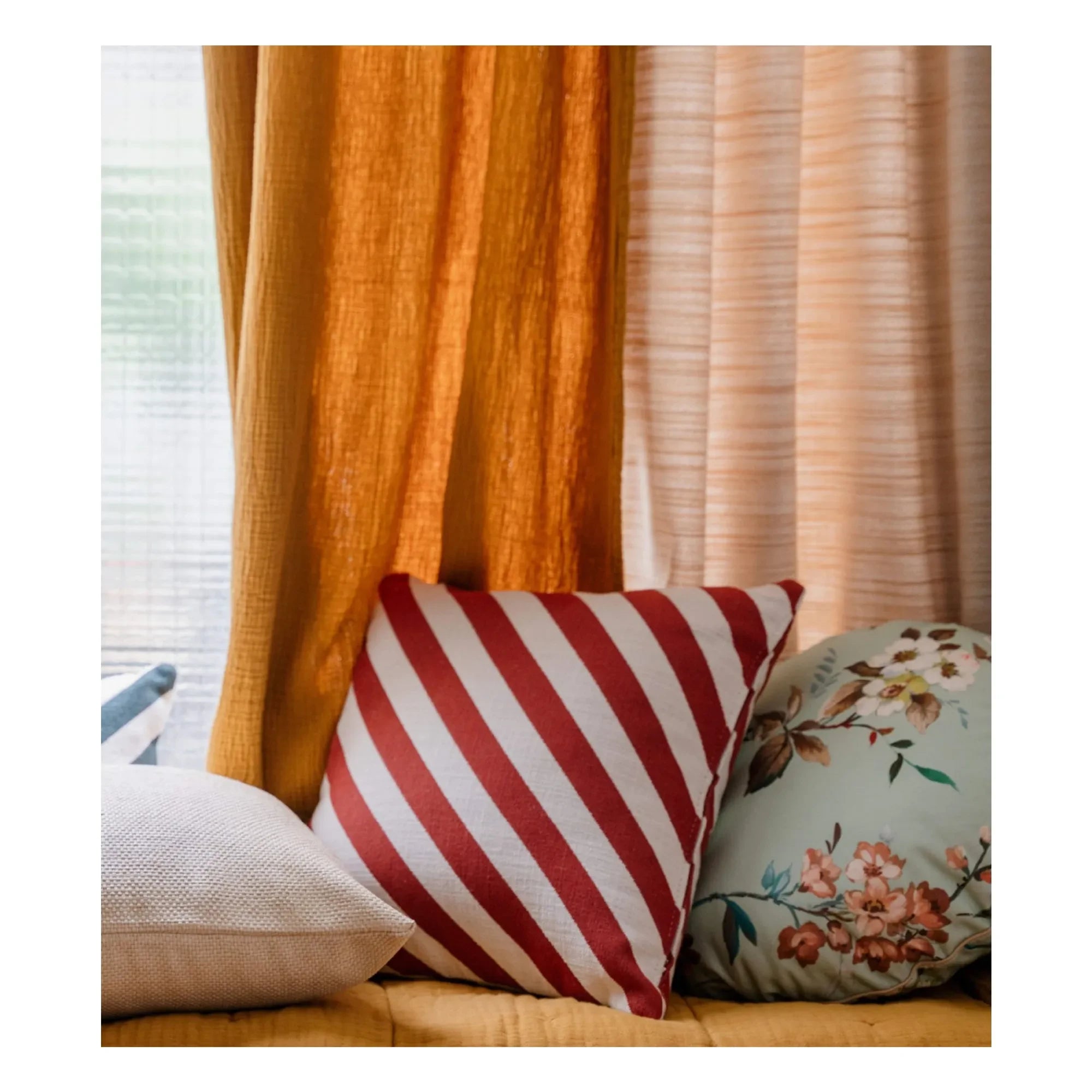 The Socialite Family - Carino Striped Jacquard Square Pillow | Brick Red