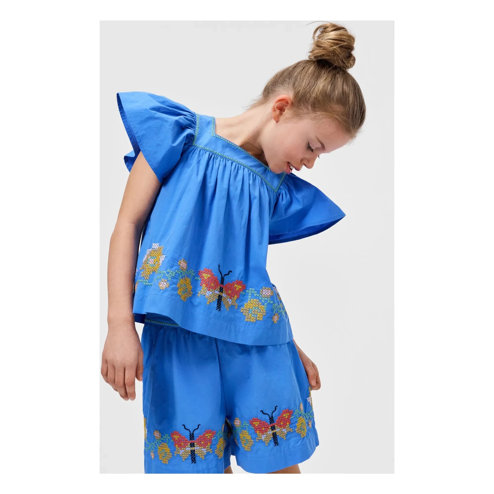 Molo - Rosalyn Butterfly organic cotton ruffle top | Blue