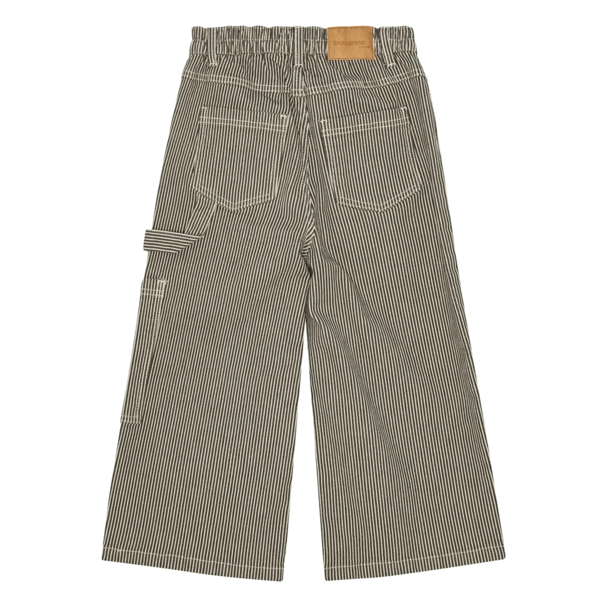 Brunobruno Nation - Flynn Organic Cotton Striped Trousers | Dark green