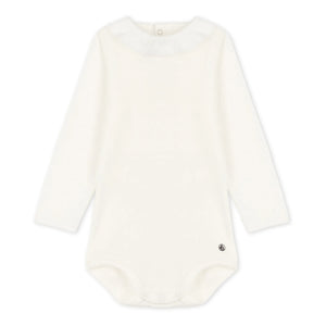 Petit Bateau - Organic Cotton Peter Pan Collar Baby Body | White