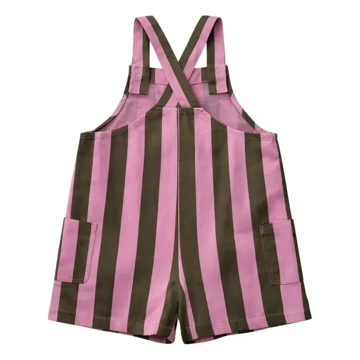 Lililotte - Suzanne Organic Cotton Dimi Striped Overalls | Olive