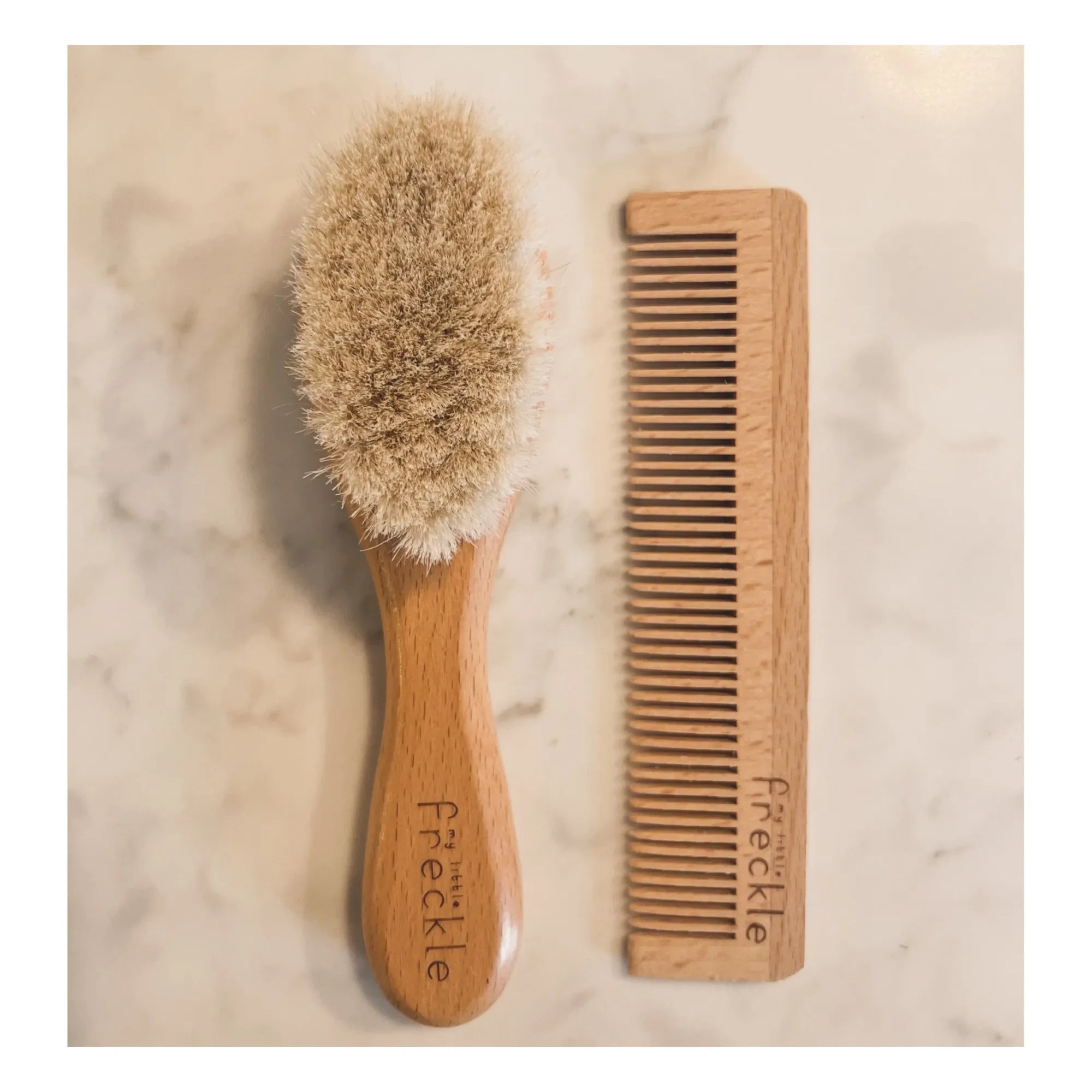 My Little Freckle - Hair Brush + Comb + Sherpa Pouch Set | Beige