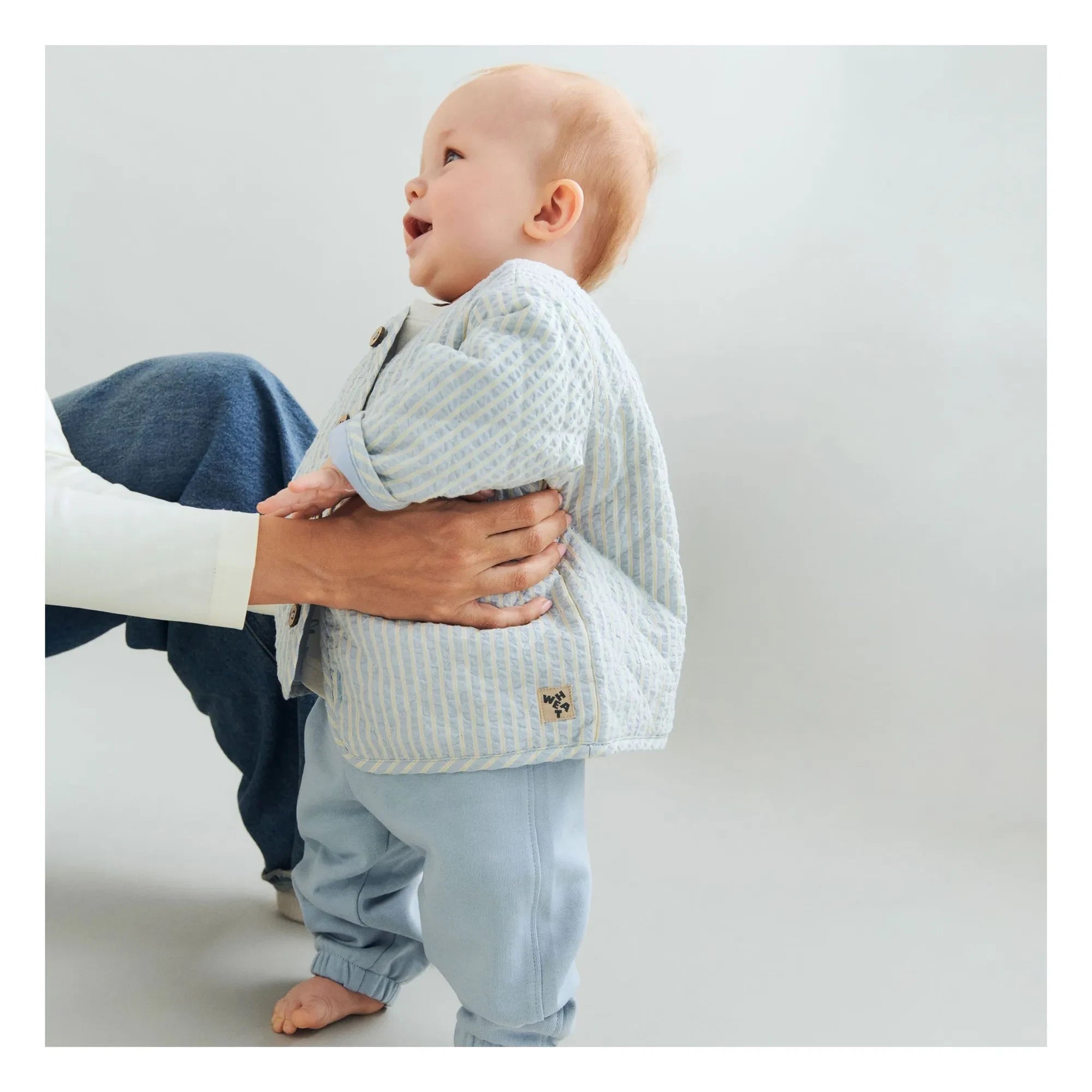 Wheat - Saxo Striped Organic Cotton Quilted Jacket | Light Blue