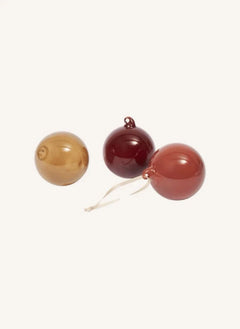 Ferm Living - Glass Christmas Ornaments - Set of 3 | Orange