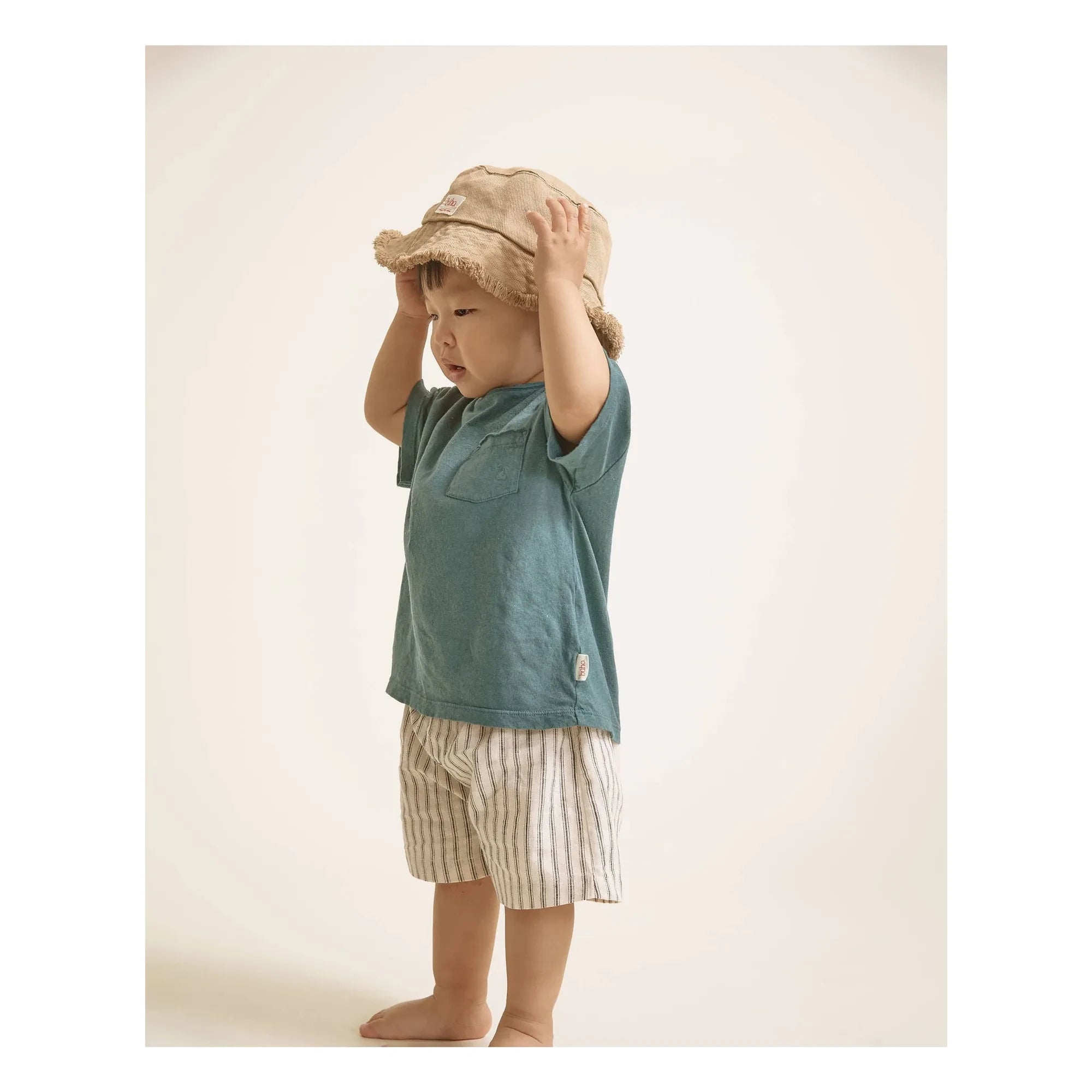 Búho - Striped Linen Shorts | Ecru