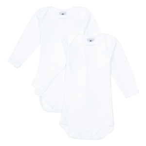 Petit Bateau - Pack of 2 Organic Cotton Bodysuits | White
