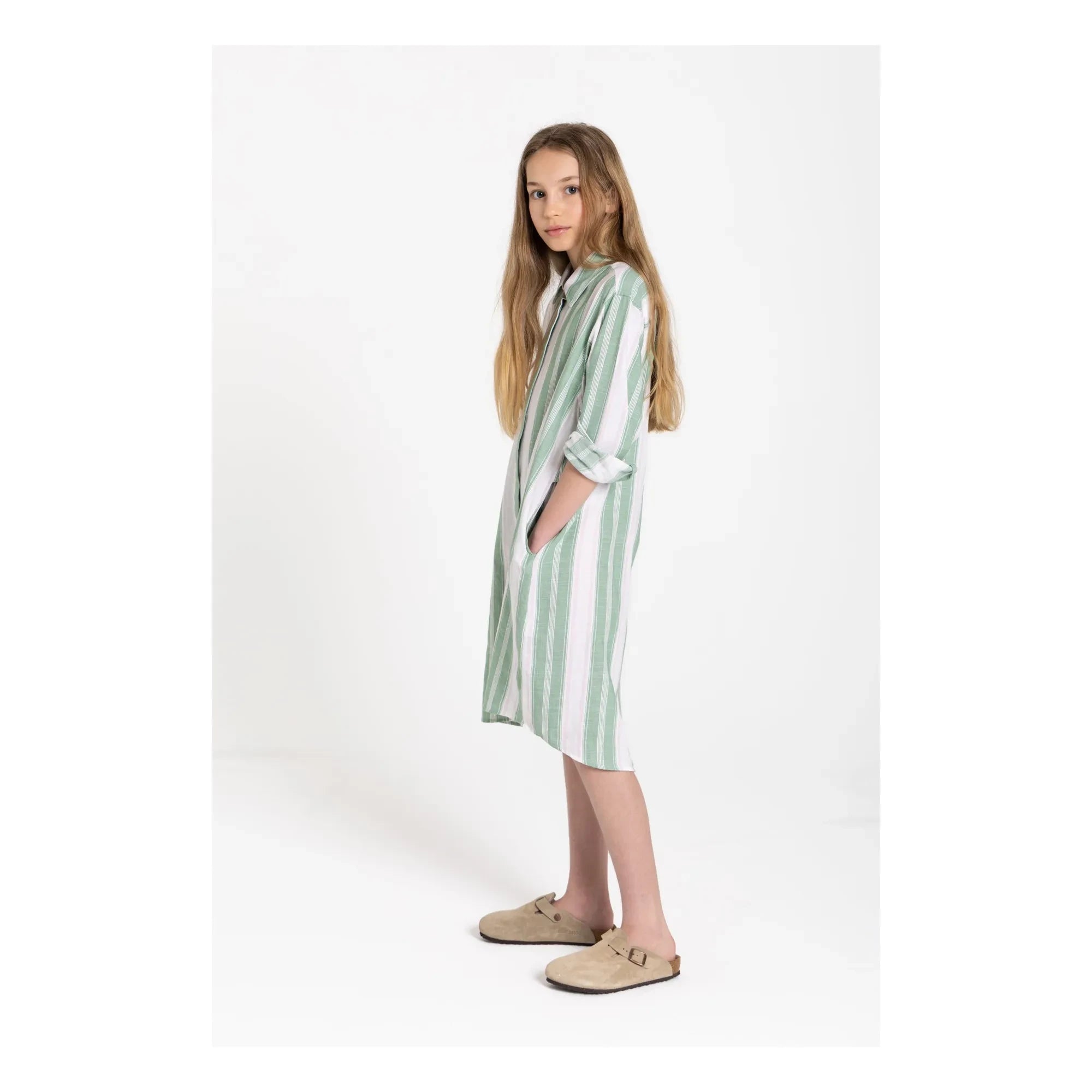 Smallable Kid - Striped Leya Shirt Dress | Mint Green