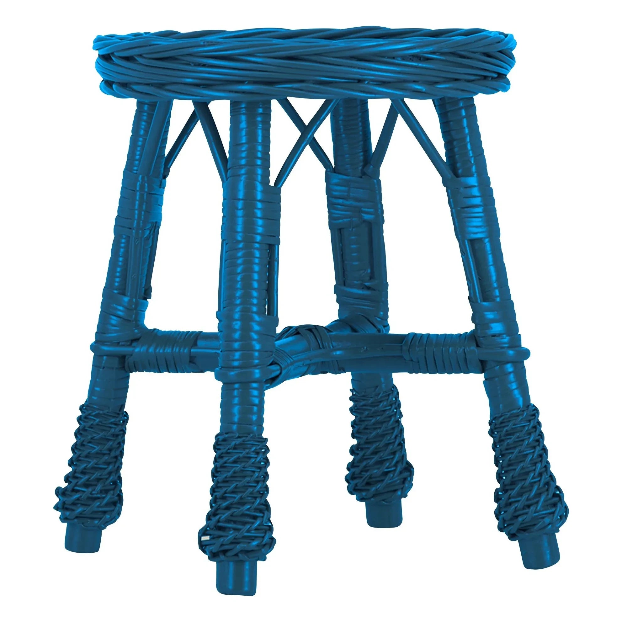 House of Capricorn - Furnas woven wicker stool | Blue