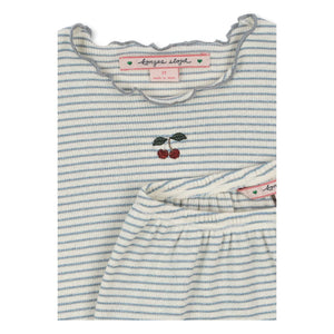 Konges Sløjd - Ribbed Organic Cotton Striped T-shirt and Shorts Set | Blue