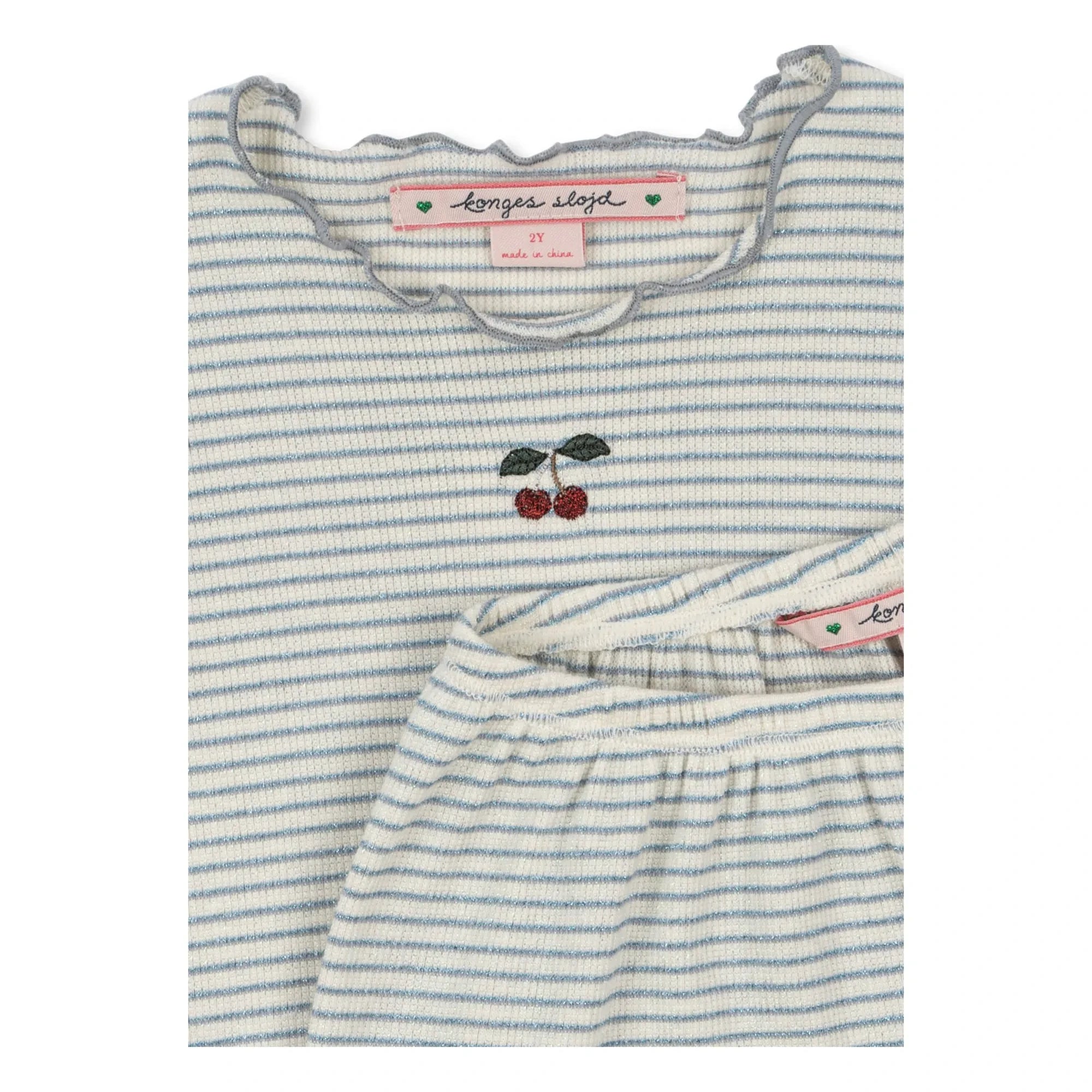 Konges Sløjd - Ribbed Organic Cotton Striped T-shirt and Shorts Set | Blue