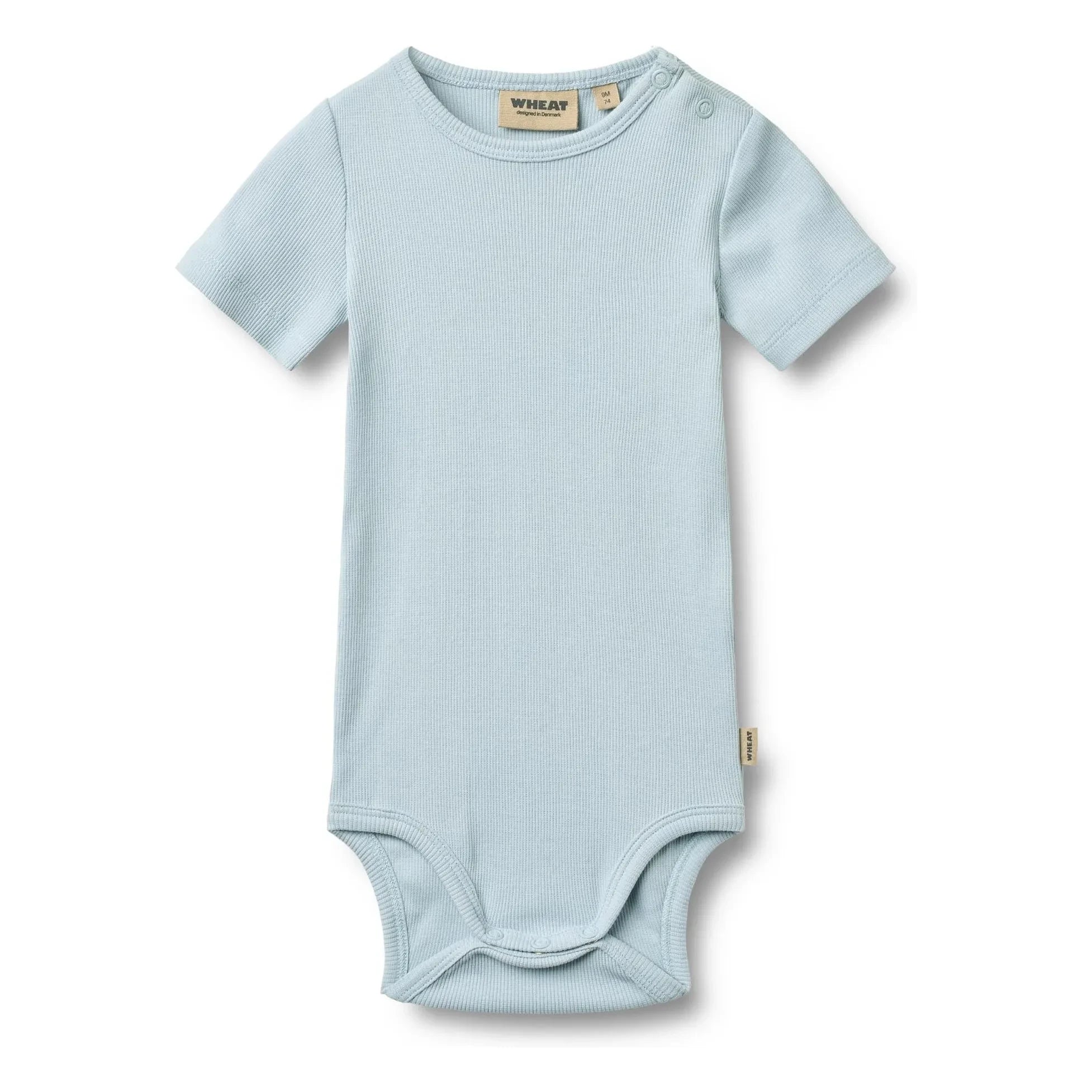 Wheat - Timo Ribbed Organic Cotton Bodysuit | Light Blue