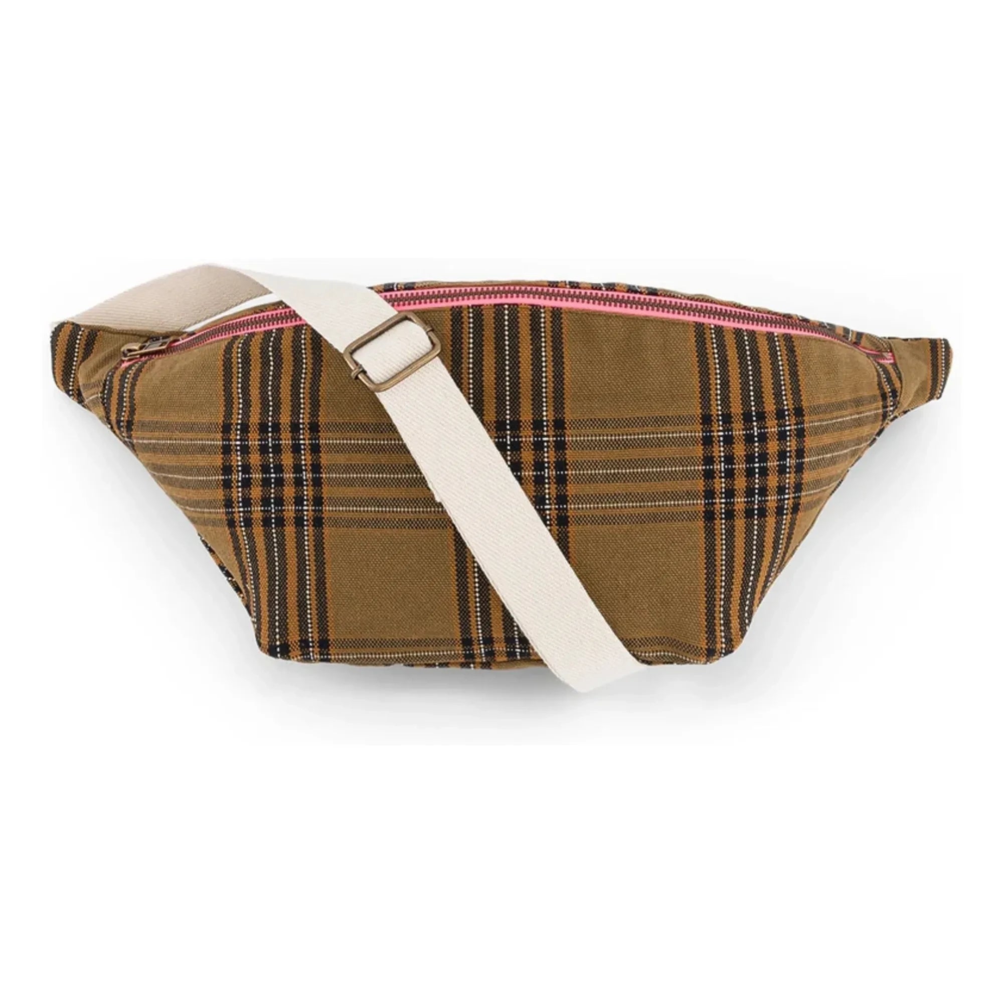 Rose in April - Brown tartan fanny pack