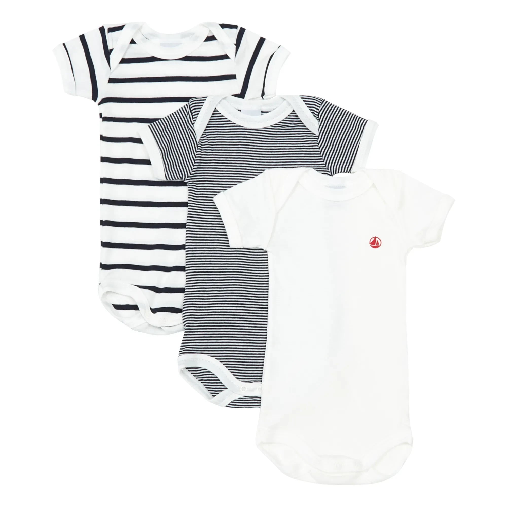 Petit Bateau - 3'lü Organik Pamuklu Çizgili Kolsuz Tulum Seti | Mavi