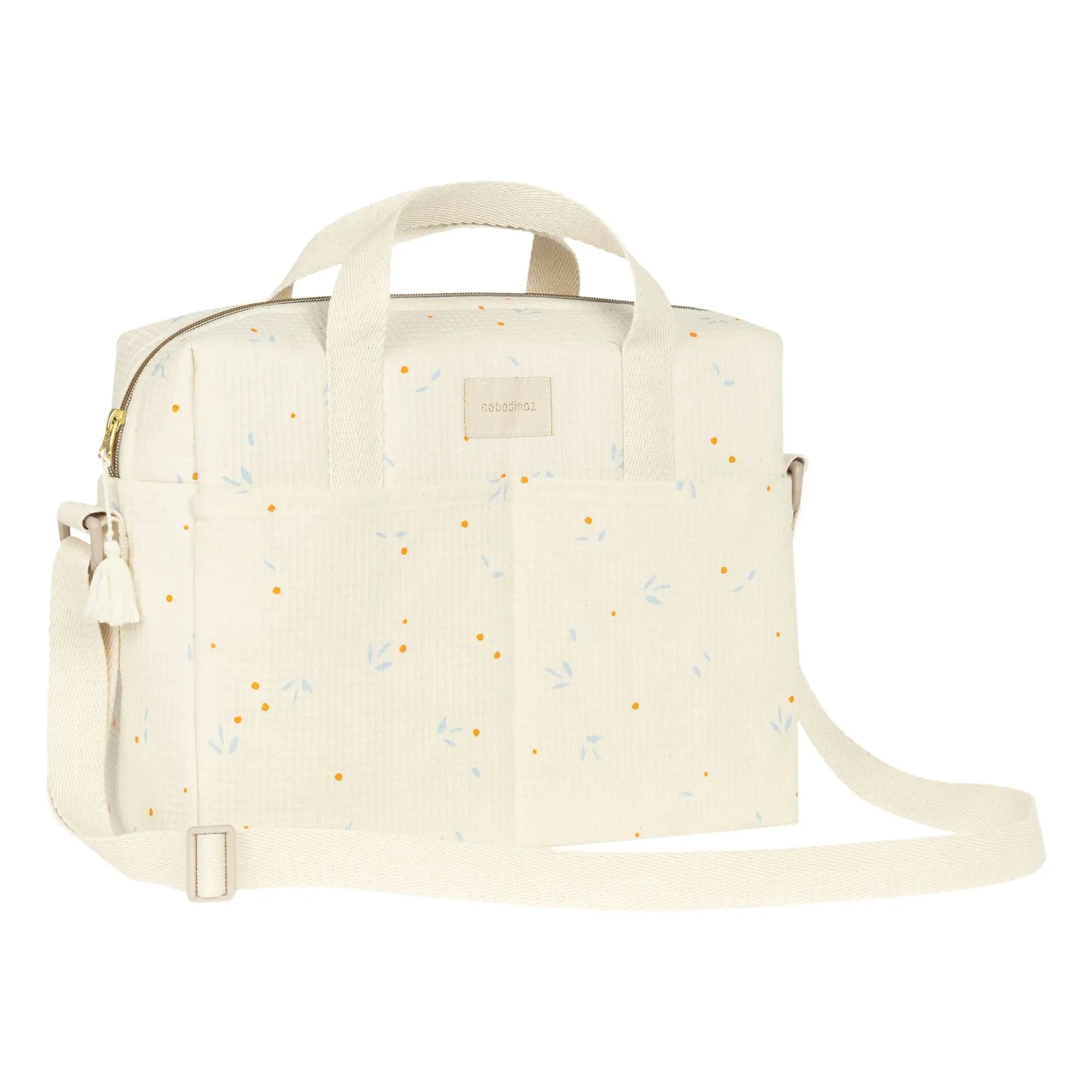 Nobodinoz - Waterproof Baby Bag Gala Opera Orange Cherries | Beige