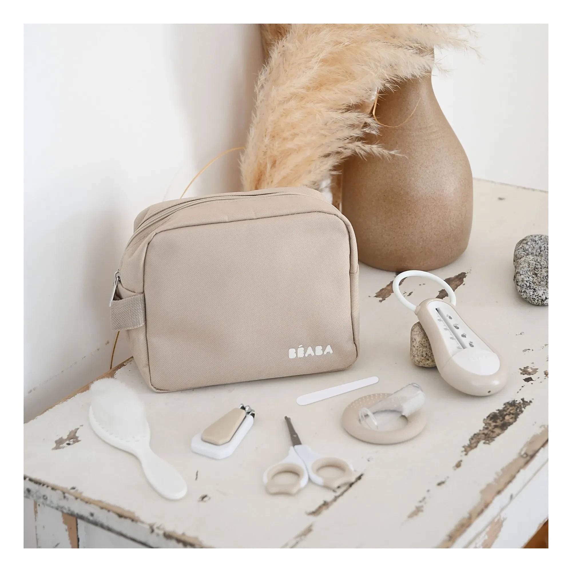 Béaba - 7-piece Toiletry Bag Set | Clay
