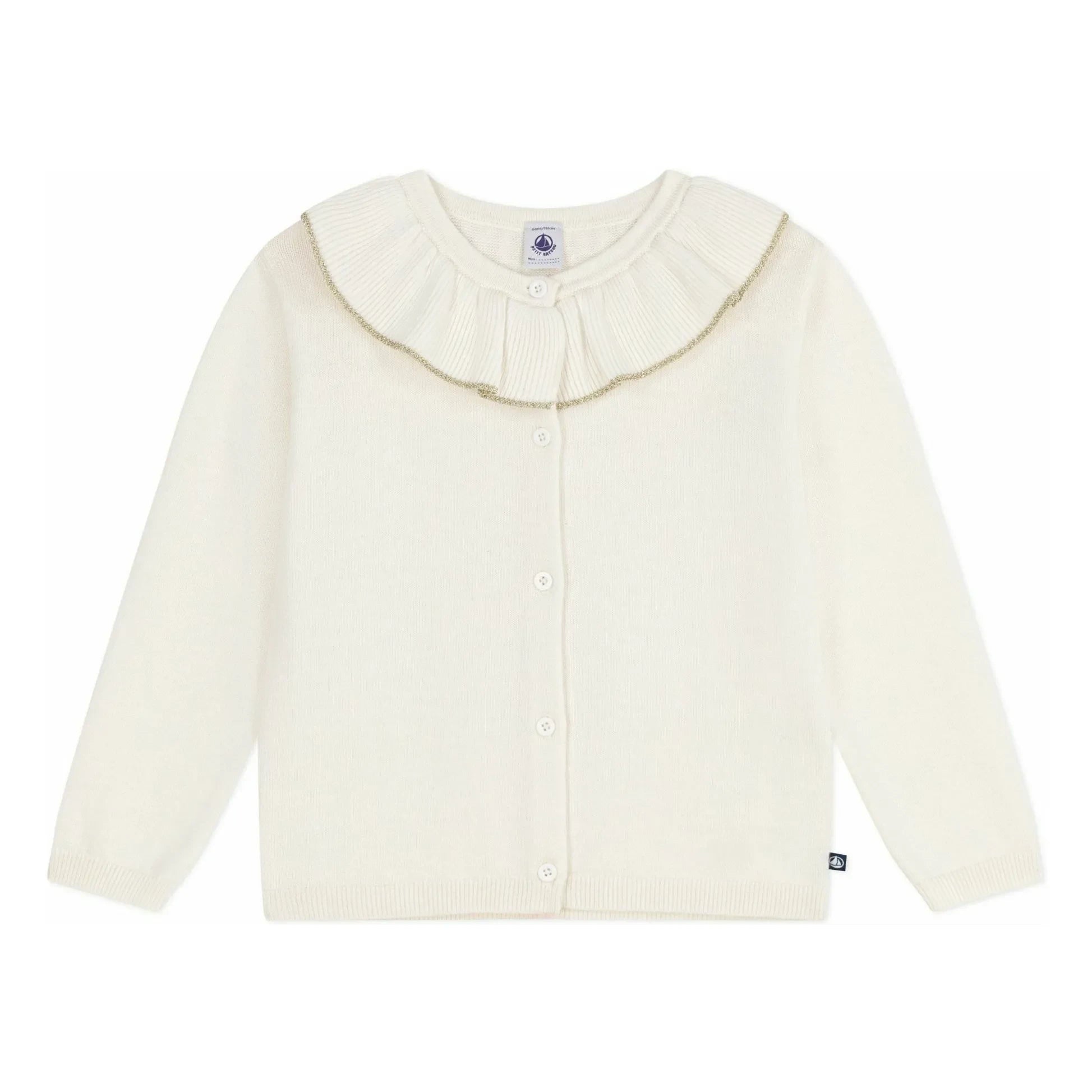 Petit Bateau - Wool Sparkly Collar Sweater Vest | Ecru