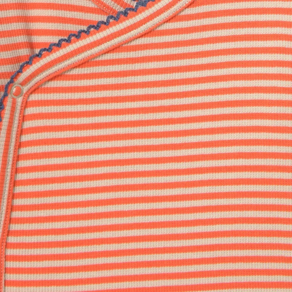 Tinycottons - Organic Cotton Ribbed Striped Wrap Bodysuit | Red