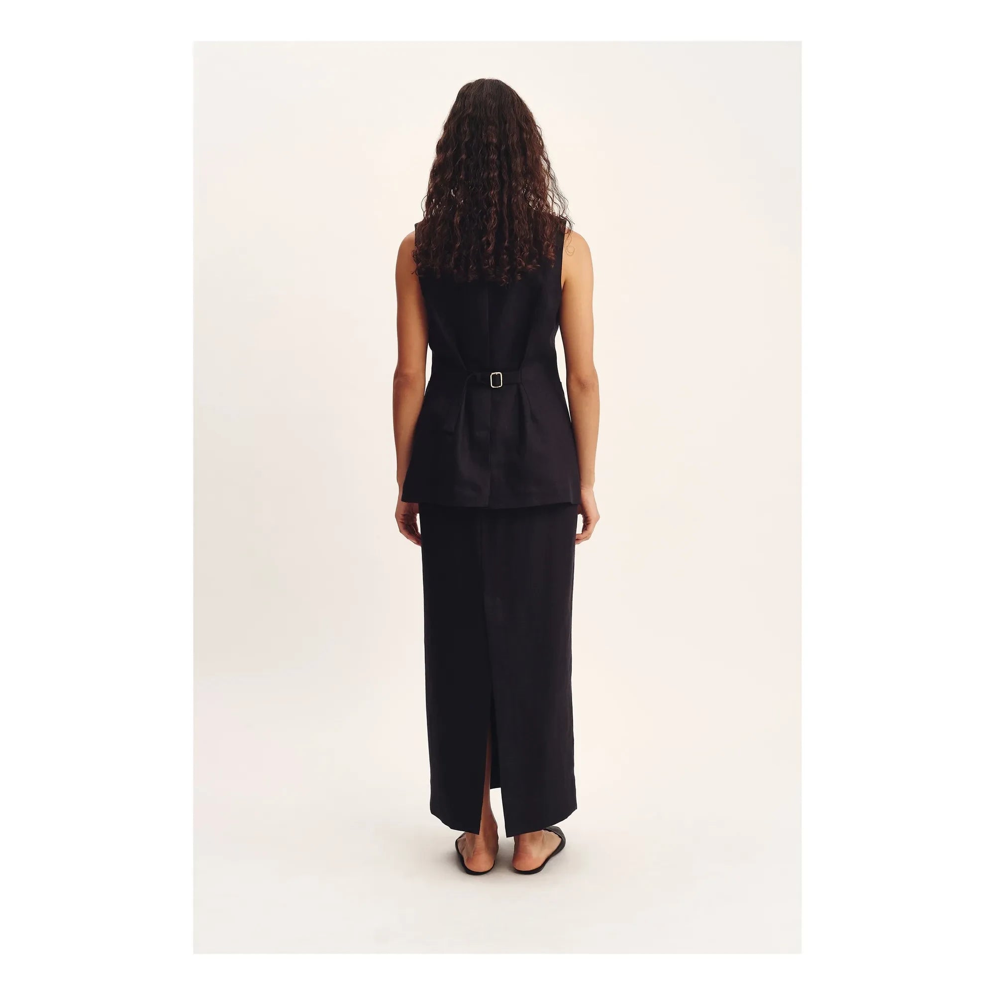 Posse - Emma Linen Sleeveless Jacket | Black