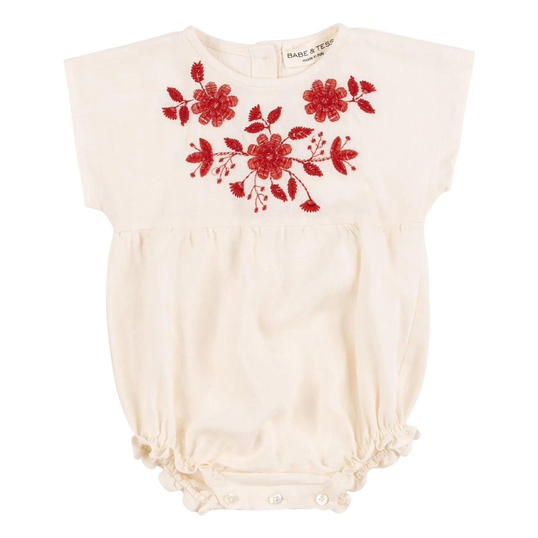Babe & Tess - Embroidered Indian Linen Romper | Cream